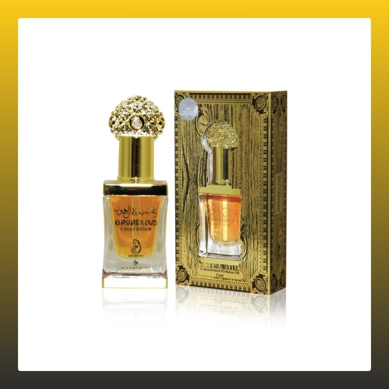 Arabiyat Khashab & Oud Gold Edition Concentrated Perfume Oil For Women and Men (Unisex), 12ml Made in UAE